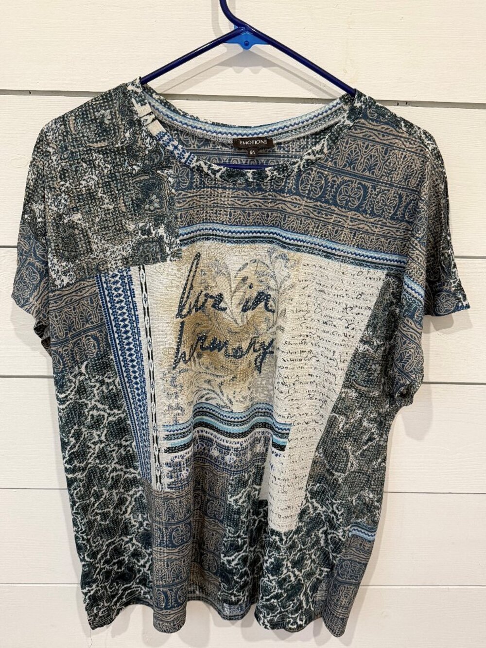 Blue patchwork t-shirt